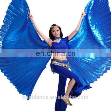 BestDance Blue Egyptian Egypt Sexy Belly Dance bifurcate open on the back Isis Wings with two sticks