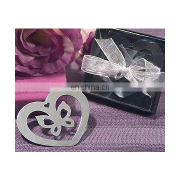 Chrome Heart Shaped Bookmark w/ Butterfly