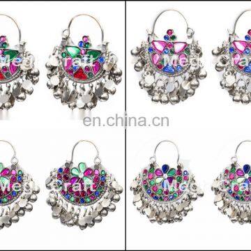 Bellydance Kuchi Earrings-Traditional Afghani Earrings-Chand Bali Earrings-Kuchi traditional Earrings BY MEGH CRAFT