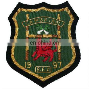 Bullion Wire and Silk Thread Embroidered Patches and Badges | Shield Hand Made Bullion Badge