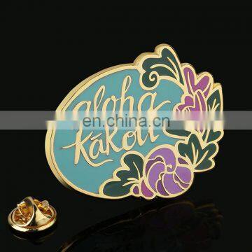 Amazing High quality beautiful design gold plated colorful hard enamel lapel pin badge