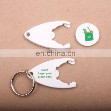 gifts sets custom ABS plastic supermarket trolley jeton chip token coin key holder keychain