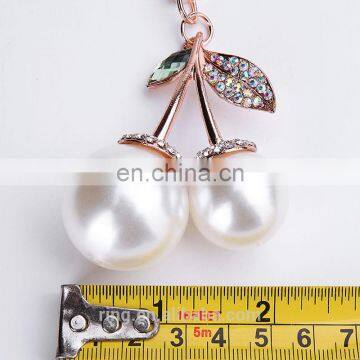 Sweet Fruit Key Holder White Pearl Cherry Shape Keychain photo-3