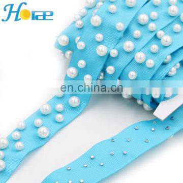 2.5cm Width New Arrival Fancy Tapes Ribbon With Pearls Different Colors Lace Trim Fancy Tapes Ribbon photo-6