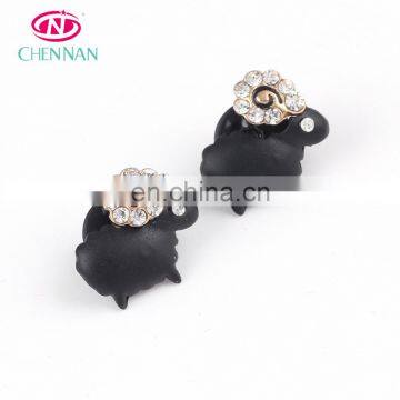 wholesale all types of buttons for clothing animal shape rhinestone black