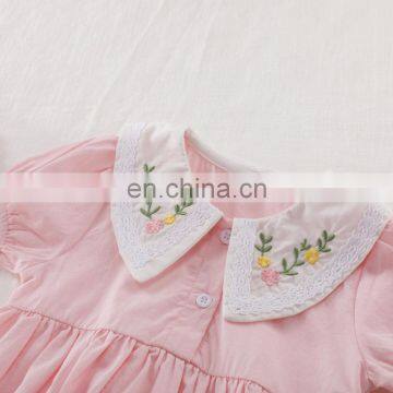 2020 Summer Flower Embroidery Baby Girls Bodysuits