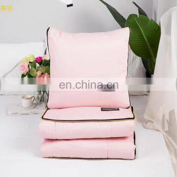 luxury cotton satin portable foldable throw pillow travel sofa blanket