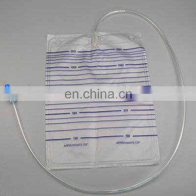 Urine bag collection urinary drainage bag disposable sterilize luxury type 2000ml T valve