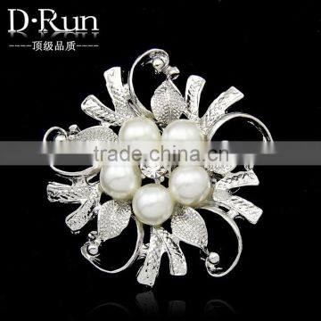 wholsale fashion silver gold crystal rhinestone diamond pearl flower brooch korea