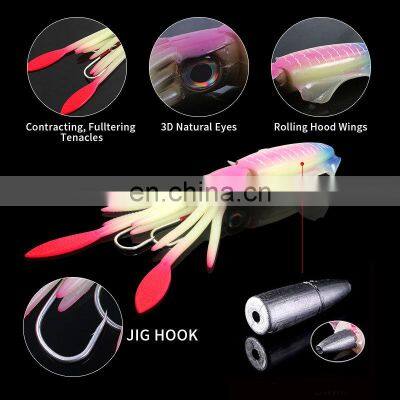20cm 120g 150g Deep Sea Fishing Bait Lead Head Sinking Trolling Tuna Fishing Lure Soft Octopus photo-3
