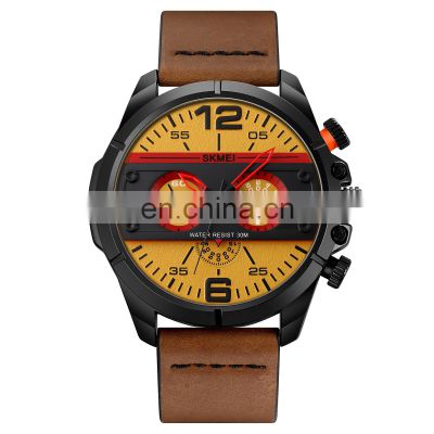 SKMEI 1846 Fashion Men Waterproof Watch Leather Strap Waat Erkek Quartz Wrist Watch