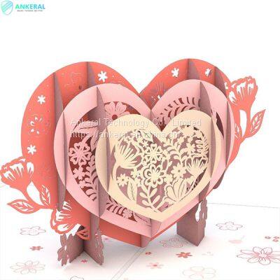 Blooming Heart 3D Folded Card Celebrate on Valentine’s Day Best Gift Cards for My Lover