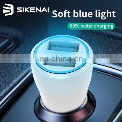 Sikenai Charger Dual USB Output 2 Port LED Night Light Fast USB Car Charger Adapter photo-3
