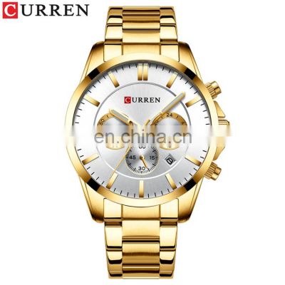 CURREN 8358 Trend Design Quartz Watch Luxury Gold Stainless Steel Strap Japan Quartz Men Wrist Watches