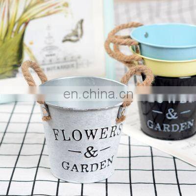 Wholesale Home Decorative Garden Plants Antique Round White Color Hemp Rope Hanging Painting Flower Pots Flower Vase photo-2