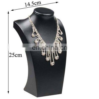 Hot Sale Black Volor Mannequin Shape Pu Leather Jewelry Display Stand Showcase Necklace Pendant Bust Displays Holder For Counter photo-5