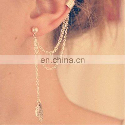 Alloy Ear Clip Leaf Tassel Earrings For Women Gift Ear Cuff Fashion Personality Earrings Jewelry