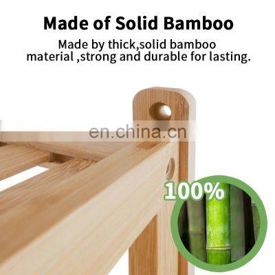 Multi-functional Bamboo Bathroom Shelf 3 Tier Wall Mount Storage Rack For Living Room Kitchen Toilet Use photo-4
