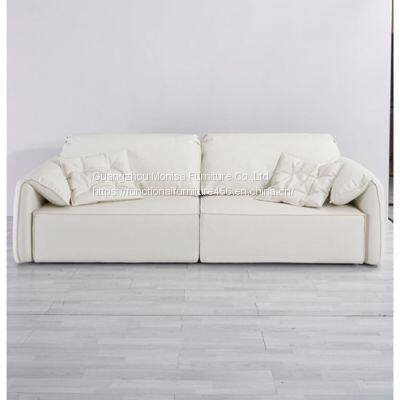 New Modern Minimalist Elephant Ear Sofa Bed Leather Nordic Living Room Straight Row Size Apartment Smart Sofa photo-3