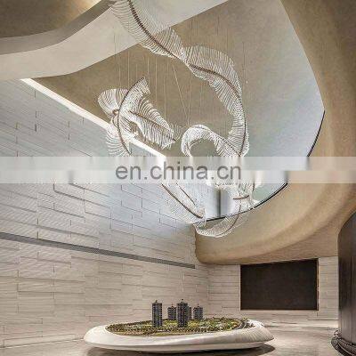 Luxury Modern Custom Banquet Hall Villa Commercial Hotel Hand Blown Glass Led Chandelier Light