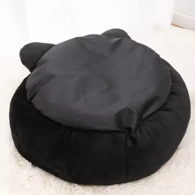 Meow Love Cat Ears Fall and Winter Thickened Plush Pet Litter Warm Deep Sleep Removable Kitten Bed Cute photo-3