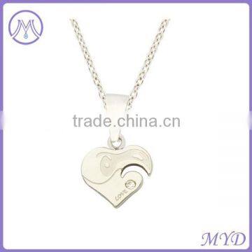 unique stainless steel couples breakable heart pendant necklace