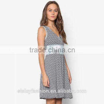 2016 Summer Hotsale V-neck Cotton Dress Design With Cheap Price D275 photo-2