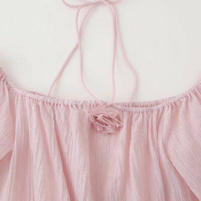 New Spring 2025 Women's Cross Border 3D Flower Folded Texture Ruffle Edge Dress From Europe and America photo-2