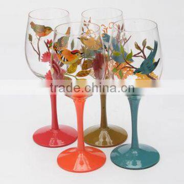 CE/EU/FDA/SGS/LFGB HIGH QUALITY BLUE WINE GLASS ,HAND PAINTED WINE GLASS WITH BLUE STEM