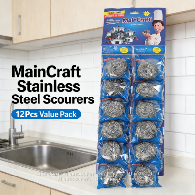 Multi-Size Kitchen Clean Steel Scrubber Pack Non-Scratch Steel Wire Ball