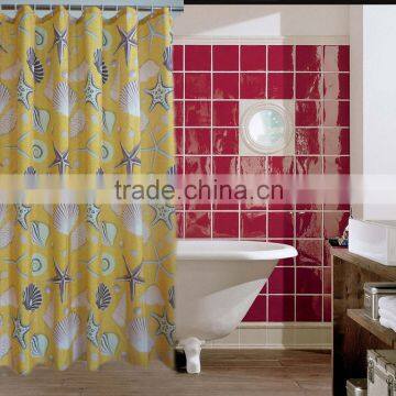 Waterproof eco-friendly polyester shell printed shower curtain, for hotel family