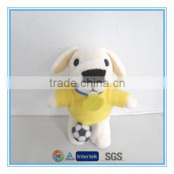 High quality 10cm H stuffed plush dog toys with football