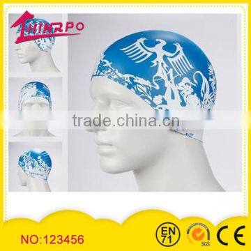 custom printed ear production swim cap with strap in swiming caps