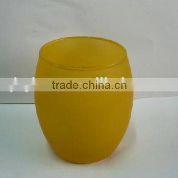 yellow drinking glass cup/ glass beer mugs with handles