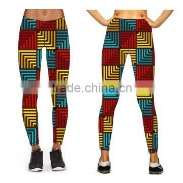 (OEM/ODM Factory)Full Length Bright Print Leggings Gym Women Yoga Pants Active Wear