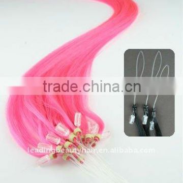 Pink color Remy Micro Loop Ring Hair