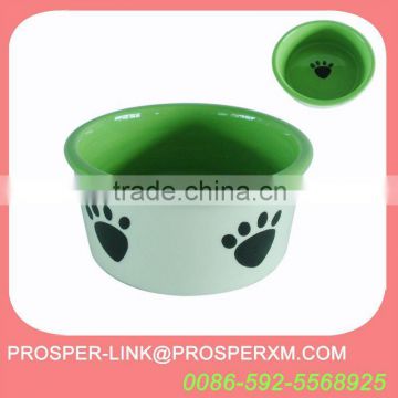 White ceramic dog bowl paw