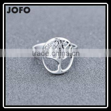 LIFE TREE Famliy Plain Silver Stainless Steel Round Signet Ring