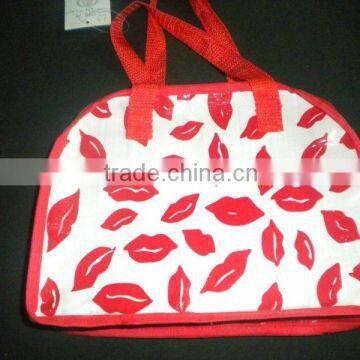 pp woven bag; zippered bag; environmental bag;lip print bags;women fashion bags