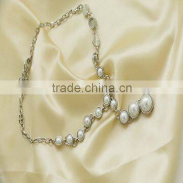 Basic Color Pearl Necklace Set With Bracelet Earring Designs