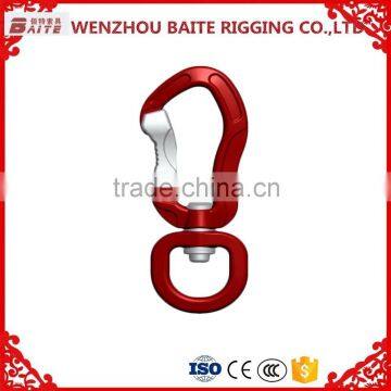 Outdoor Sports Carabiner With Snap Hook With Ring ,Red Aluminum Snap Hook,Breakign load 500kg For Luggage Bag