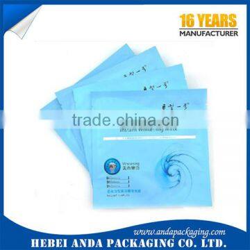 Hot printed Aluminum foil facial mask packaging/plastic facial mask bags