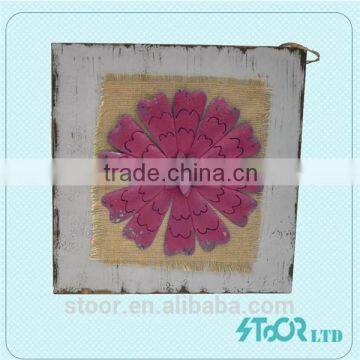 Hot Sale Wooden Metal Art Hanging Home Decoration With Flower Image