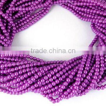 5 Strands Purple Glass Pearl Smooth 4.5mm Rondelle Beads,Acrylic Pearl beads,Jewelry Beads,Pearlized Beads,16" Long