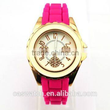 Pink Ladies' Silicone Rubber strap for watch