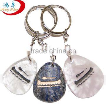 Mix Stones flat Stone Key chain.