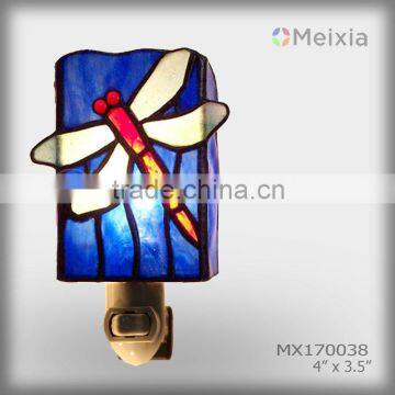 MX170038 tiffany style stained glass dragonfly night light for kids