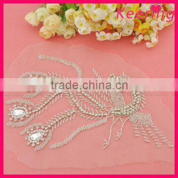 wholesale rhinestone applique in peacock design sew on wedding gowns WRA-475