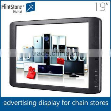 Slim 19inch lcd flintstone remote control pos display, 1080P lcd advertising player