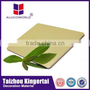 Alucoworld gold mirror acrylic sheet aluminum plastic material acp wall panels interior decoration material